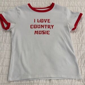 I Love Country Music' Ringer Tee - White/Red